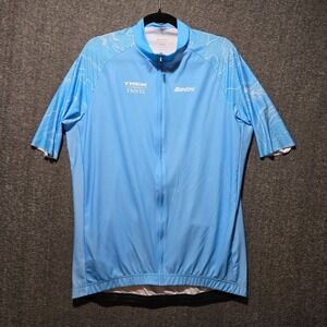 Santini Trek Travel Cycling Jersey Mens 3XL Blue Map Short Sleeve Made Italy